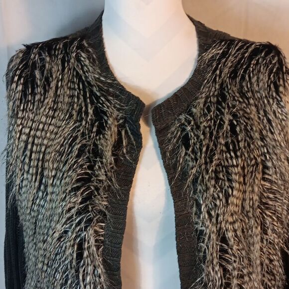 Chic Cable Knit Faux Feathery Fur Sweater - Picture 2 of 7